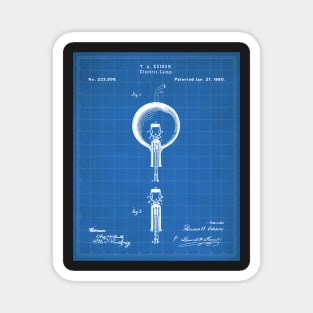 Edison Bulb Patent - Maker Workshop Home Decor Art - Blueprint Magnet