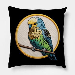 Colorful Budgie Embroidered Patch Pillow