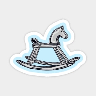 Black And White Rocking Horse With Blue Horse Magnet
