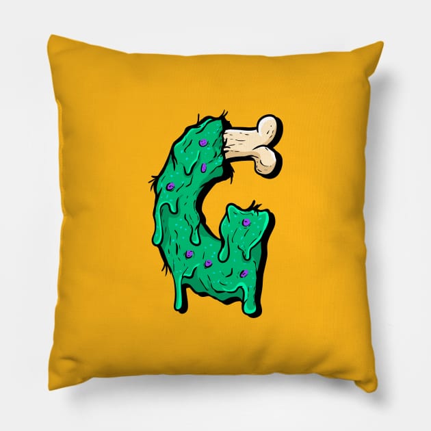 G letter melted zombie Pillow by yogisnanda