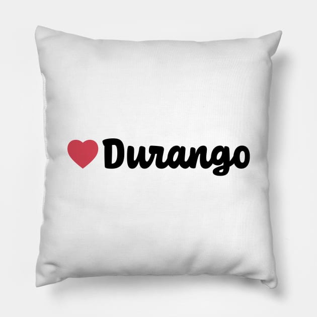 Durango Mexico Heart Script Pillow by modeoftravel