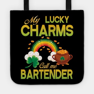 St Patrick Gold Shamrocks My Lucky Charms Call Me Bartender Tote