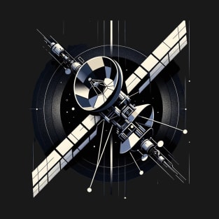 Celestial Navigator | Geometric Satellite Vector Tee T-Shirt