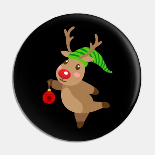 Deer With Christmas Hat Pin