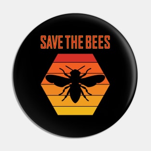 SAVE THE BEES Retro Vintage Style Climate Change Advocate original design Pin