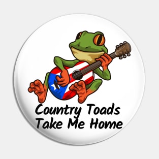 Frog with Guitar Country Toads Take me Home Pin