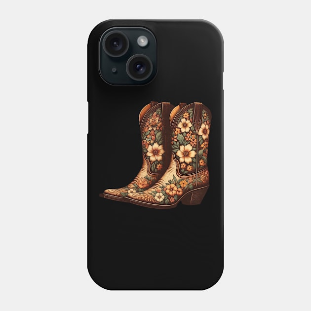 Flower cowgirl boots Phone Case by PinScher