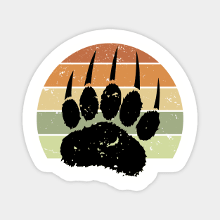 Black Bear Paw Print On Distressed Sunset Magnet