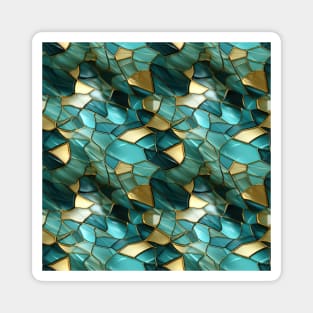 Funky Facade: Trompe-l’oeil Green Turquoise and Gold Magnet