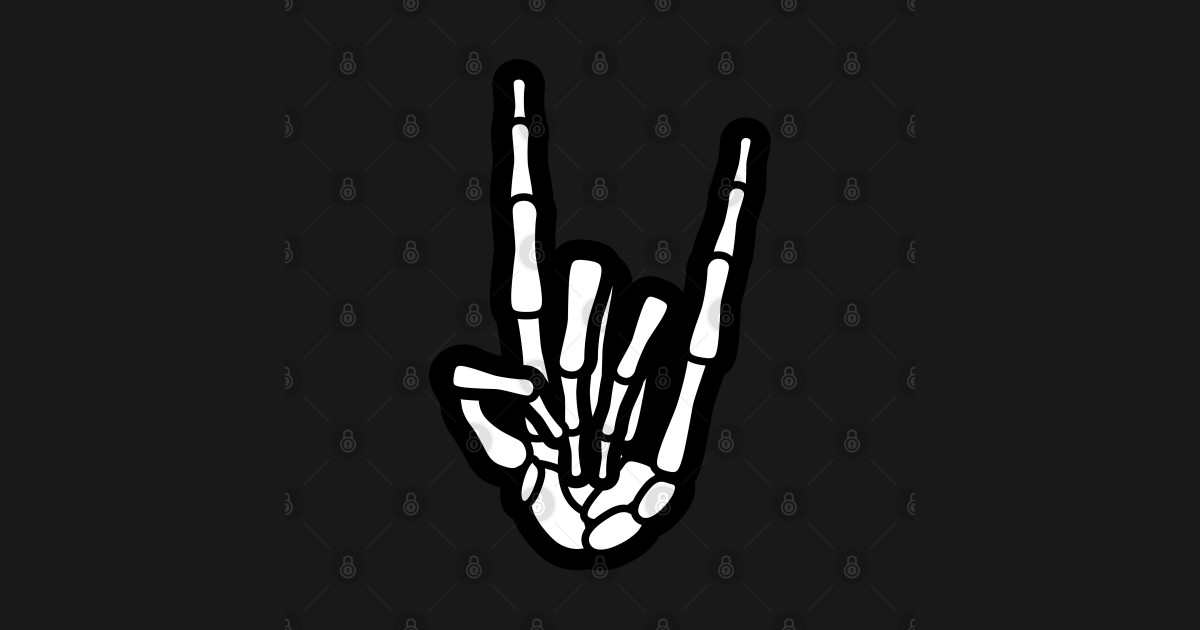 Skeleton Hand Rock Horns Hand Sign Moule TShirt TeePublic
