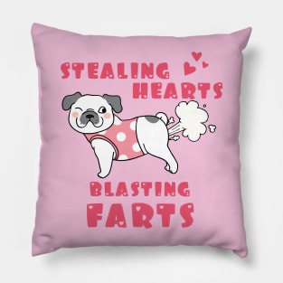 Stealing Hearts Blasting Farts Cute Pug Pillow