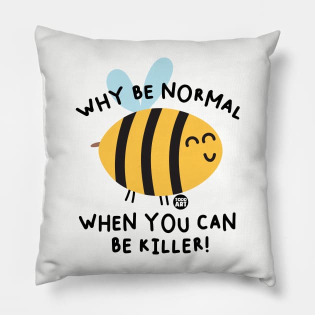 KILLER BEE Pillow by toddgoldmanart