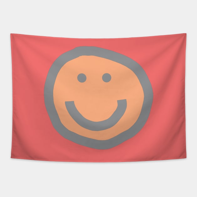 Smiley Face Peach Fuzz Pantone Color of the Year 2024 Tapestry by ellenhenryart