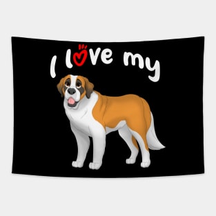 I Love My Saint Bernard Dog Tapestry