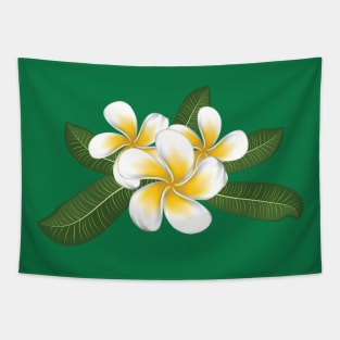 White plumeria with leaves Tapestry