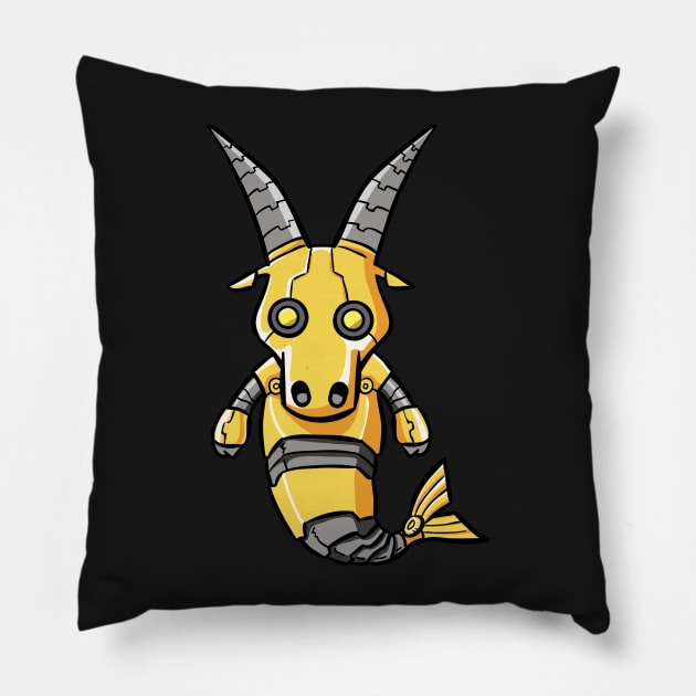 Capricorn robotic zodiac sign Pillow by wtama