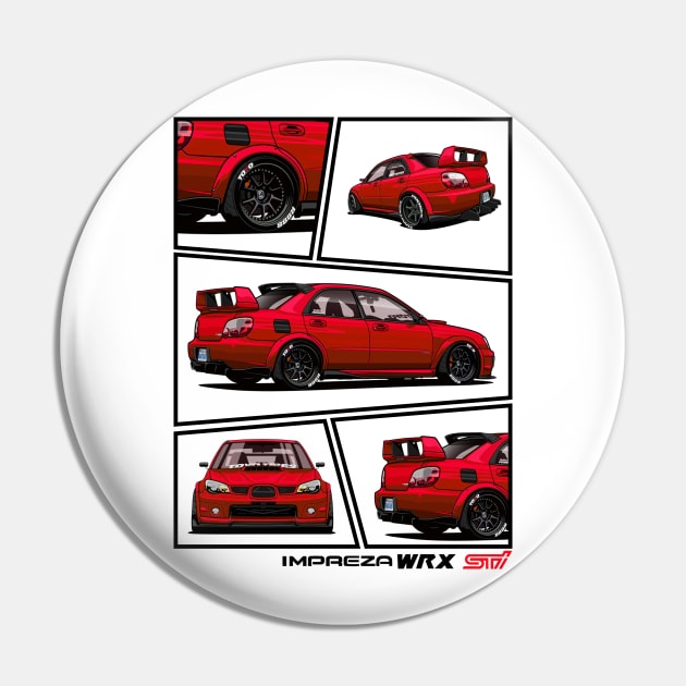 Impreza WRX STI Hawkeye Red, JDM Car Pin by T-JD