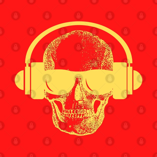 Skull And Phones, Yellow by Cup Of Joe, Inc.