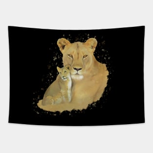 Lioness with Baby - Cat - Predator - Africa Tapestry