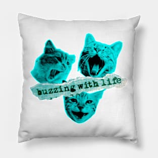 Buzzing With Life Vintage Cat! Pillow