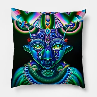 Techno-Shaman (26) - Trippy Psychedelic Art Pillow