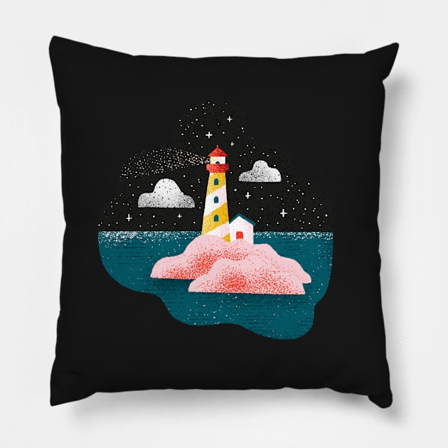 Starry Sky Lighthouse Pillow by ellolovey