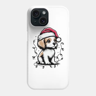 Adorable Dog Christmas Lights Santa Hat Phone Case