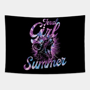 Funny Opossum Feral Girl Summer Opossum Raccoon Summer Tapestry