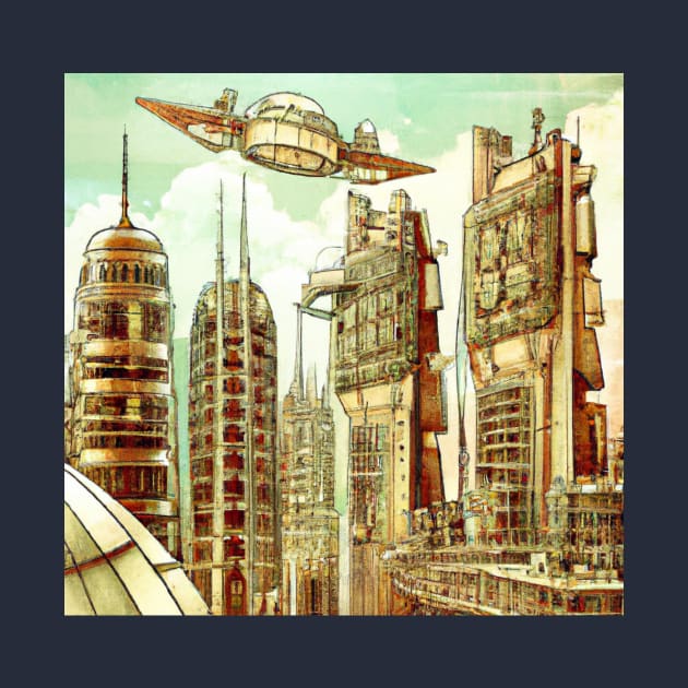 Futuristic vintage city by retroprints