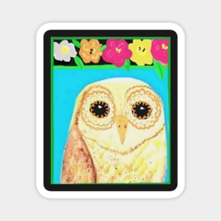 Flower Power Owl Magnet
