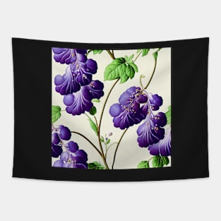 Big and Bold Purple and Light Ivory Cream Floral Design Tapestry