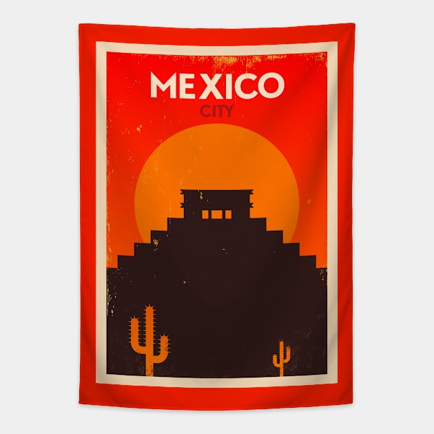 Mexico Poster Design Tapestry by kursatunsal