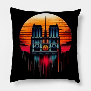 Notre Dame Paris Circle Design Pillow