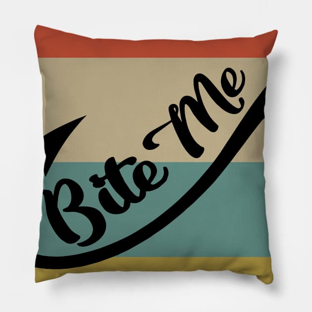 Bite Me Vintage Fishing Pillow by Rumsa