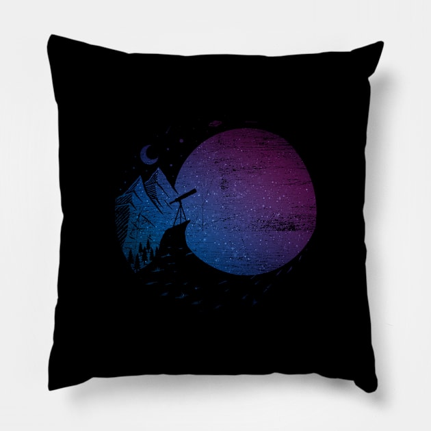 Telescope Night Grunge Astronomy Pillow by ShirtsShirtsndmoreShirts