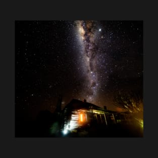 Milky Way over a log cabin T-Shirt