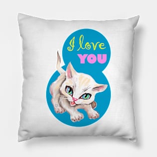 Sweet cute white kitten best friend. Love you cat. Pillow