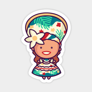 Cute Traditional Brazilian Woman Cartoon Magnet