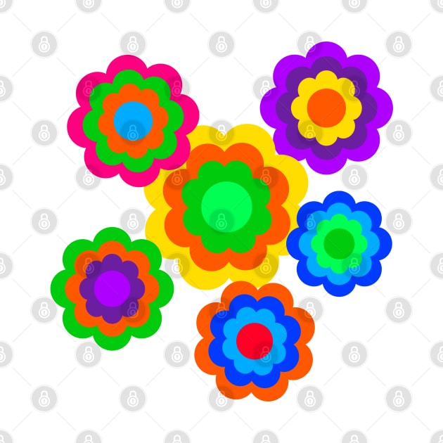 retro flowers colorful design by Bianka