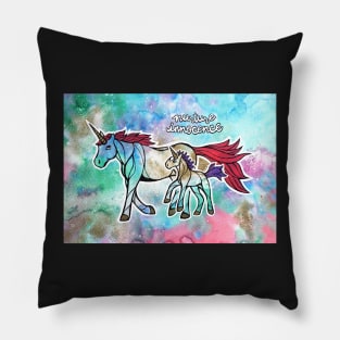 Nurture Innocence. Magical Watercolor Unicorn Illustration Pillow