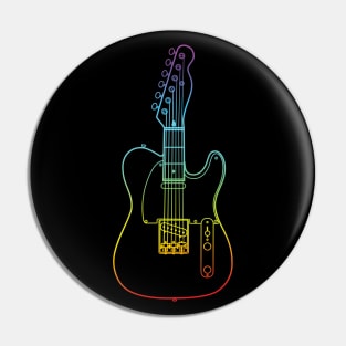 Three Frets T-Style Electric Guitar Colorful Outline Pin