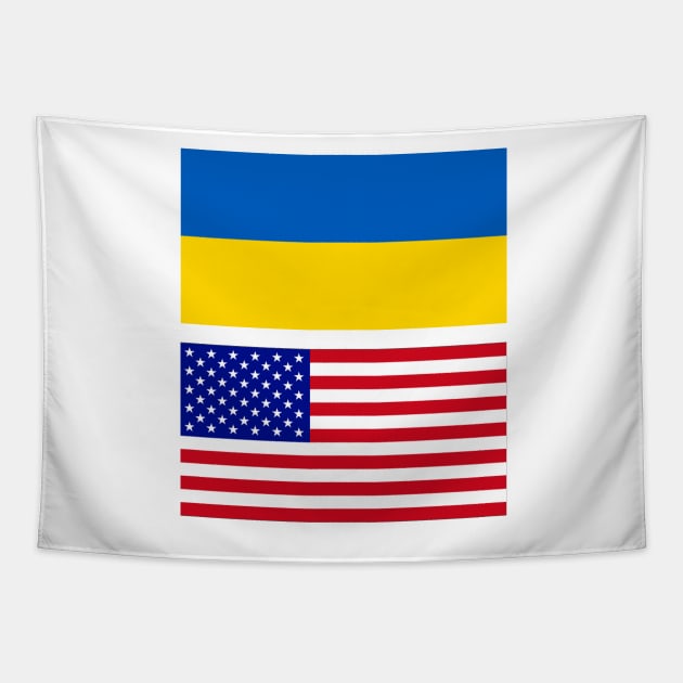 America and Ukraine Flag Tapestry by Islanr