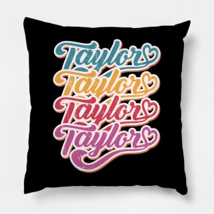Retro Personalized TAYLOR Girl First Name  Repeated Text Pillow