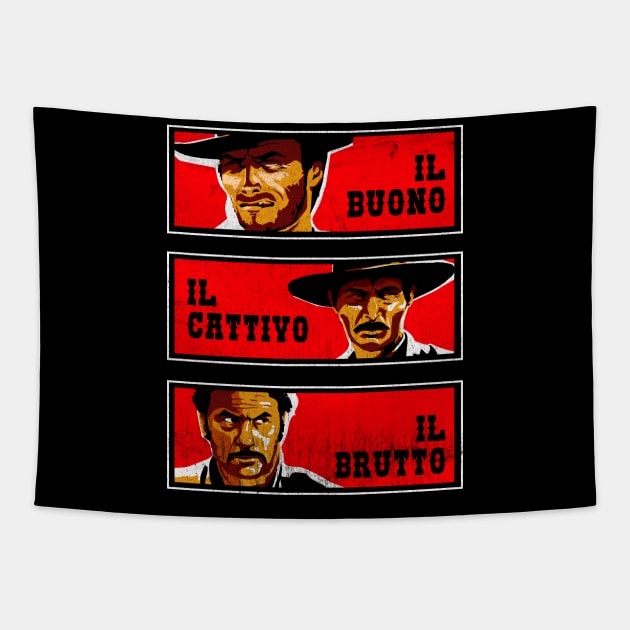 The Good, Bad & The Ugly Italian version Worn Tapestry by Alema Art