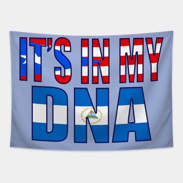 Puerto Rican And Nicaraguan DNA Flag Heritage Gift Tapestry by Just Rep It!!