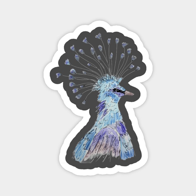 Proud peacock head Magnet by Puddle Lane Art