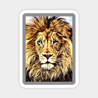 Lion Head Digital Art Magnet