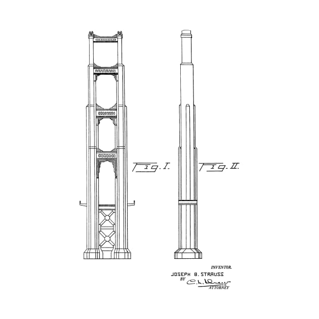 Highway Bridge Pier Vintage Patent Hand Drawing by TheYoungDesigns