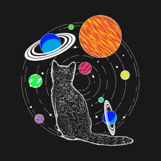 Cat Trippy Space Psychedelic Vintage Classic Graphic Cute T-Shirt