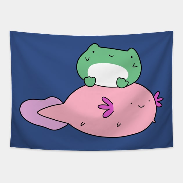 Little Frog and Axolotl Tapestry by saradaboru